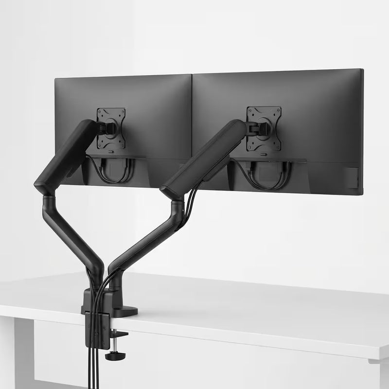 Supporto doppio monitor Alberenz con molla a gas - Fino a 35" - Con USB - Nero