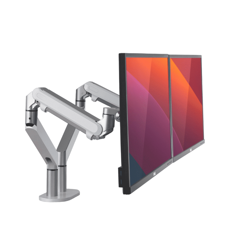 Alberenz® Dubbele Monitorarm Met Gasveer Zilver