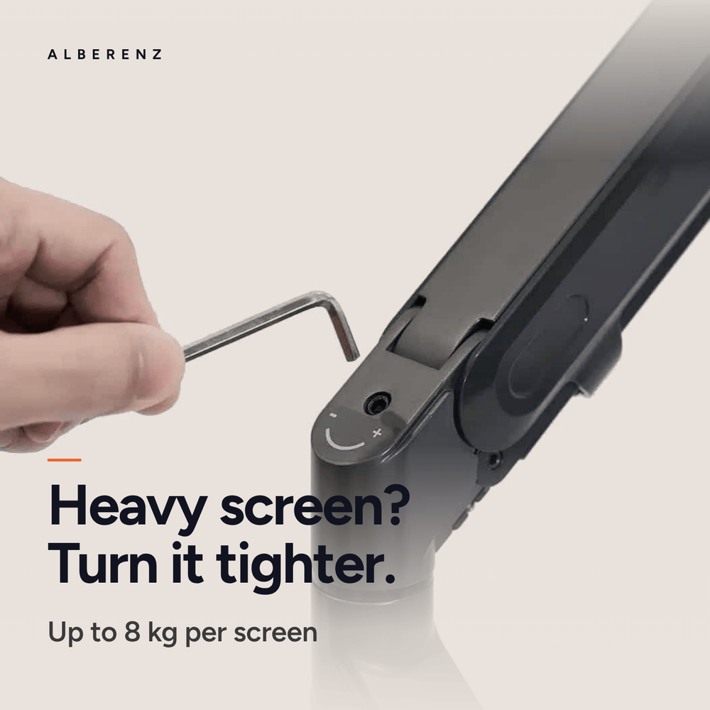 Alberenz® Doppel Monitorarm mit Gasfeder Dunkelgrau