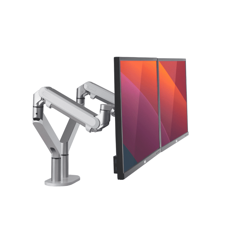 Alberenz® Dubbele Monitorarm Met Gasveer Zilver