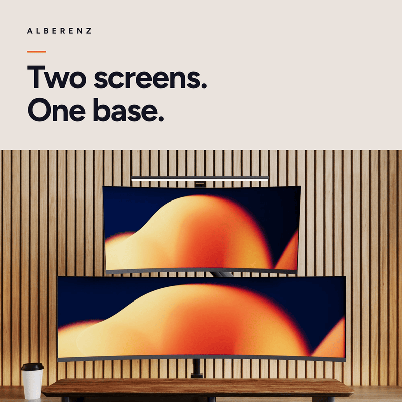 Alberenz® Dubbele Heavy Duty monitorbeugel met gasveer (2 schermen tot 57 inch)