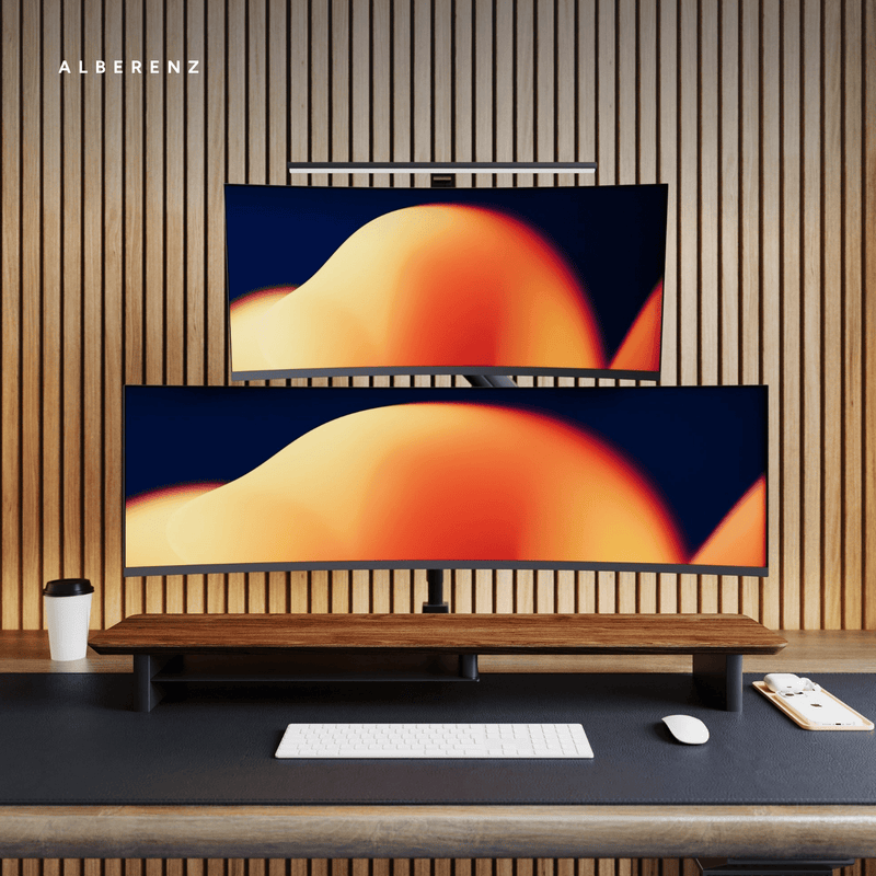 Alberenz® Dubbele Heavy Duty monitorbeugel met gasveer (2 schermen tot 57 inch)