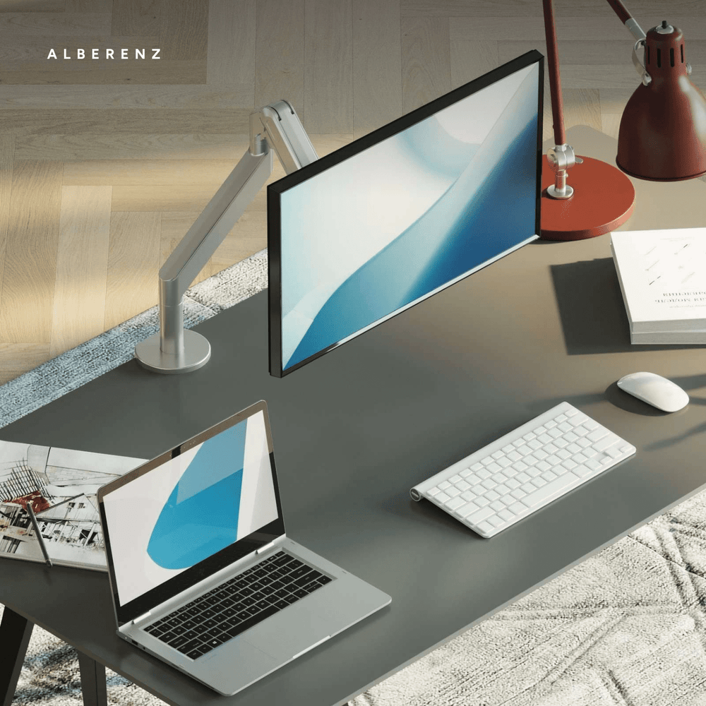 Alberenz® Single Monitor Arm Gas Spring Silver
