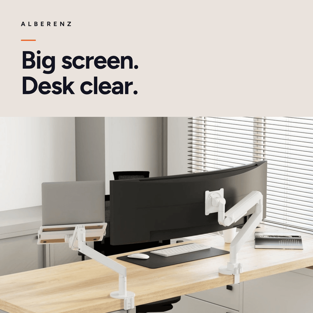 Alberenz® Schwerlast-Gasfeder-Monitorhalterung Weiß (bis zu 57 Zoll)