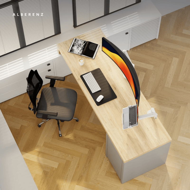 Alberenz® Schwerlast-Gasfeder-Monitorhalterung Weiß (bis zu 57 Zoll)
