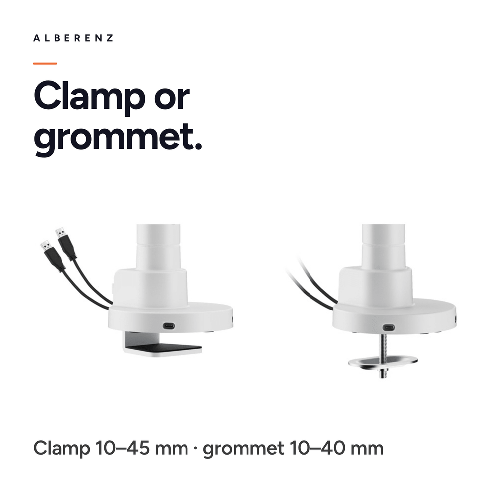Alberenz® Schwerlast-Gasfeder-Monitorhalterung Weiß (bis zu 57 Zoll)