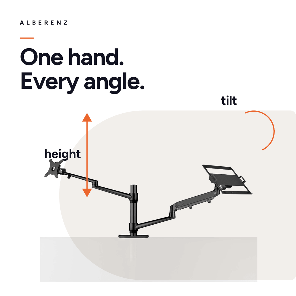 Alberenz® laptop monitor arm with gas spring black