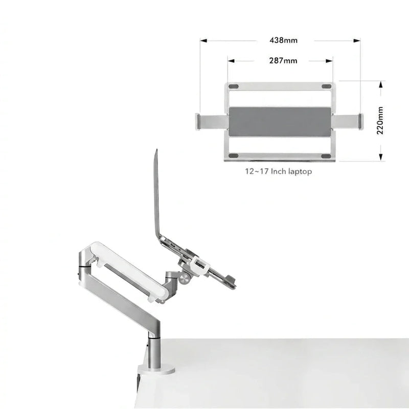 Alberenz® Ramię do laptopa z gazową sprężyną, srebrne