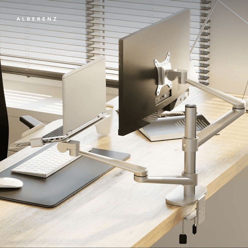 Alberenz® Brazo para portátil y monitor, plateado