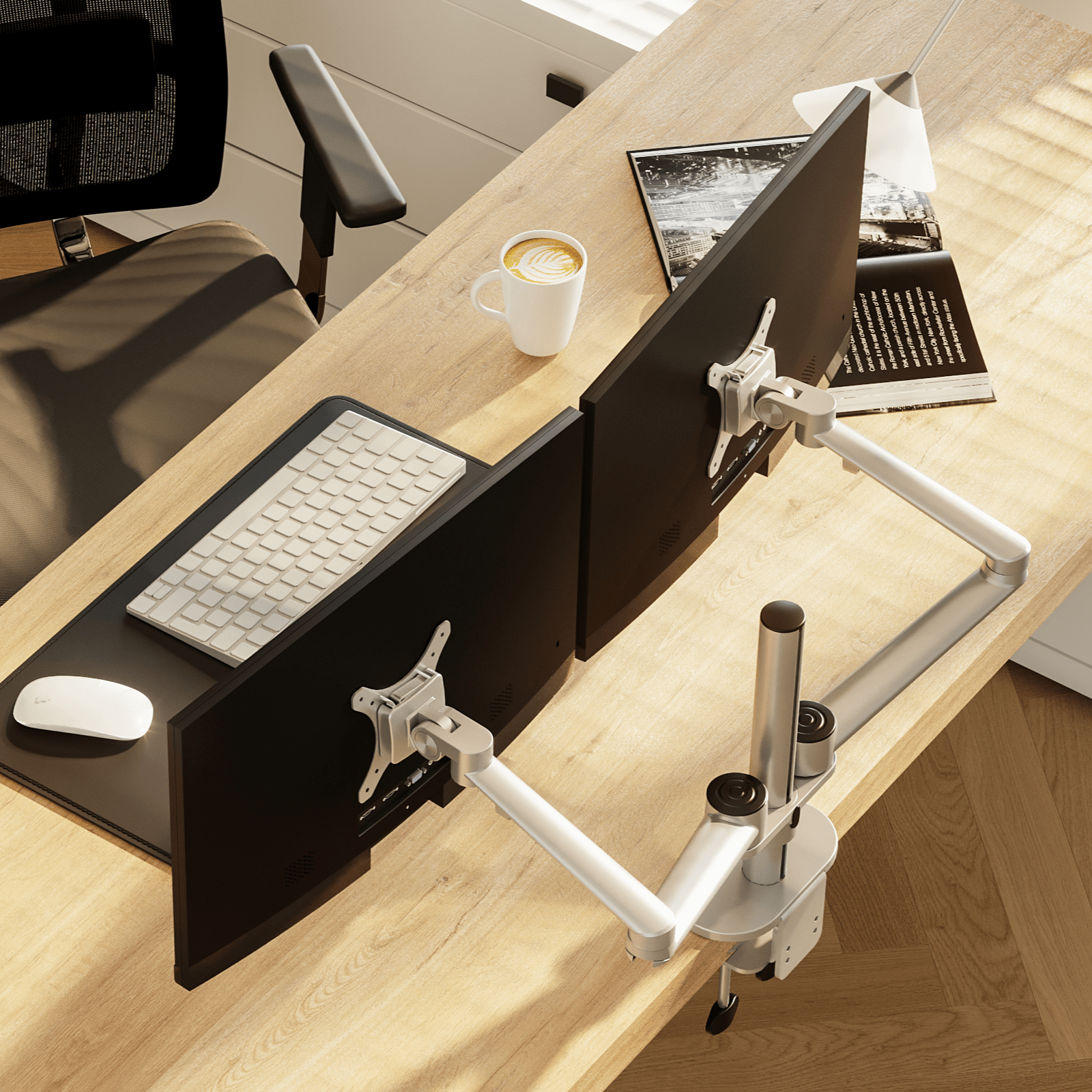 Alberenz Monitor Mount for 2 Screens Silver - Alberenz -