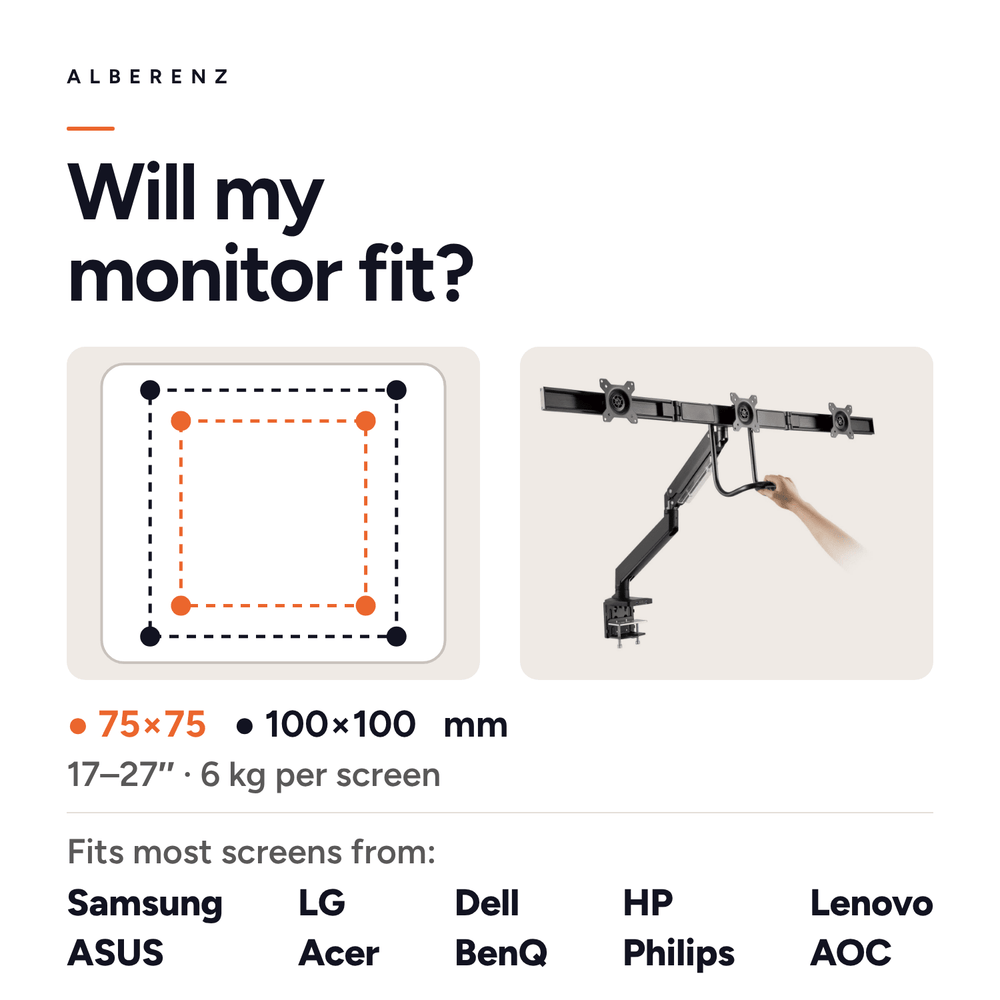 Uchwyt do monitorów Alberenz® na 3 ekrany
