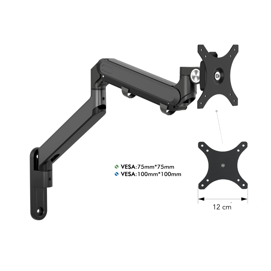 Alberenz® Monitor Mount Wall Gas spring Black - Alberenz -