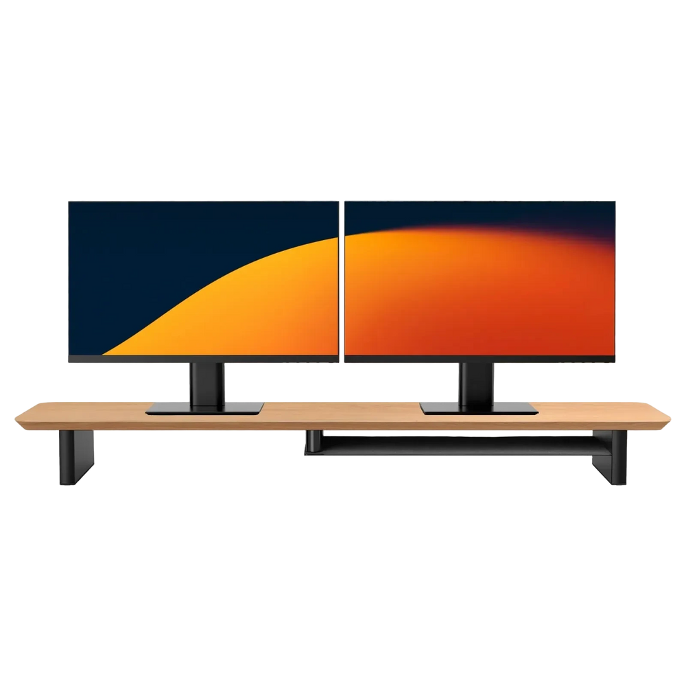 Alberenz® Eg Træ Monitorforhøjer - 2 Skærme