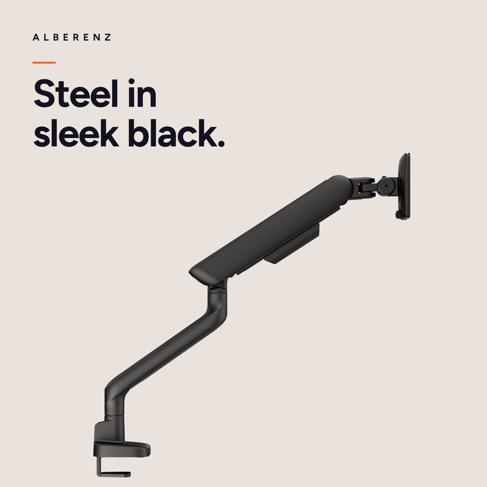 Alberenz® Enkele Monitorarm - Tot 40 inch - met USB-C & USB-A - Zwart