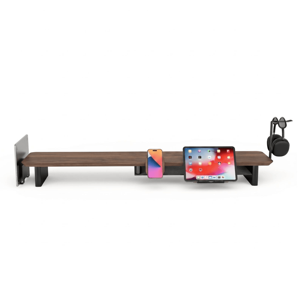 Lot : rehausseur d'écran en noyer + chargeur MagSafe + support pour ordinateur portable + support pour tablette + support pour casque audio