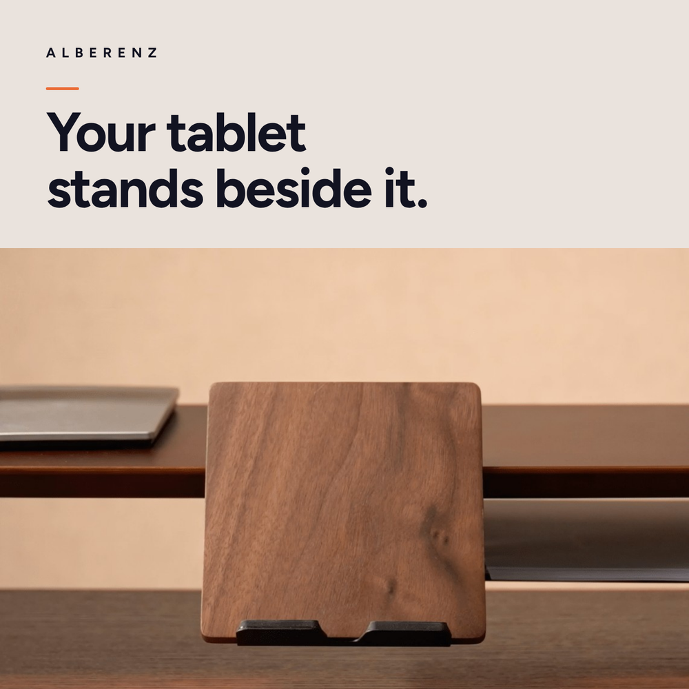 Csomag: diófa monitorállvány + MagSafe töltő + laptop tartó + tabletállvány + fejhallgatótartó