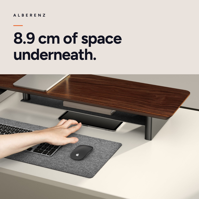 Csomag: diófa monitorállvány + MagSafe töltő + laptop tartó + tabletállvány + fejhallgatótartó