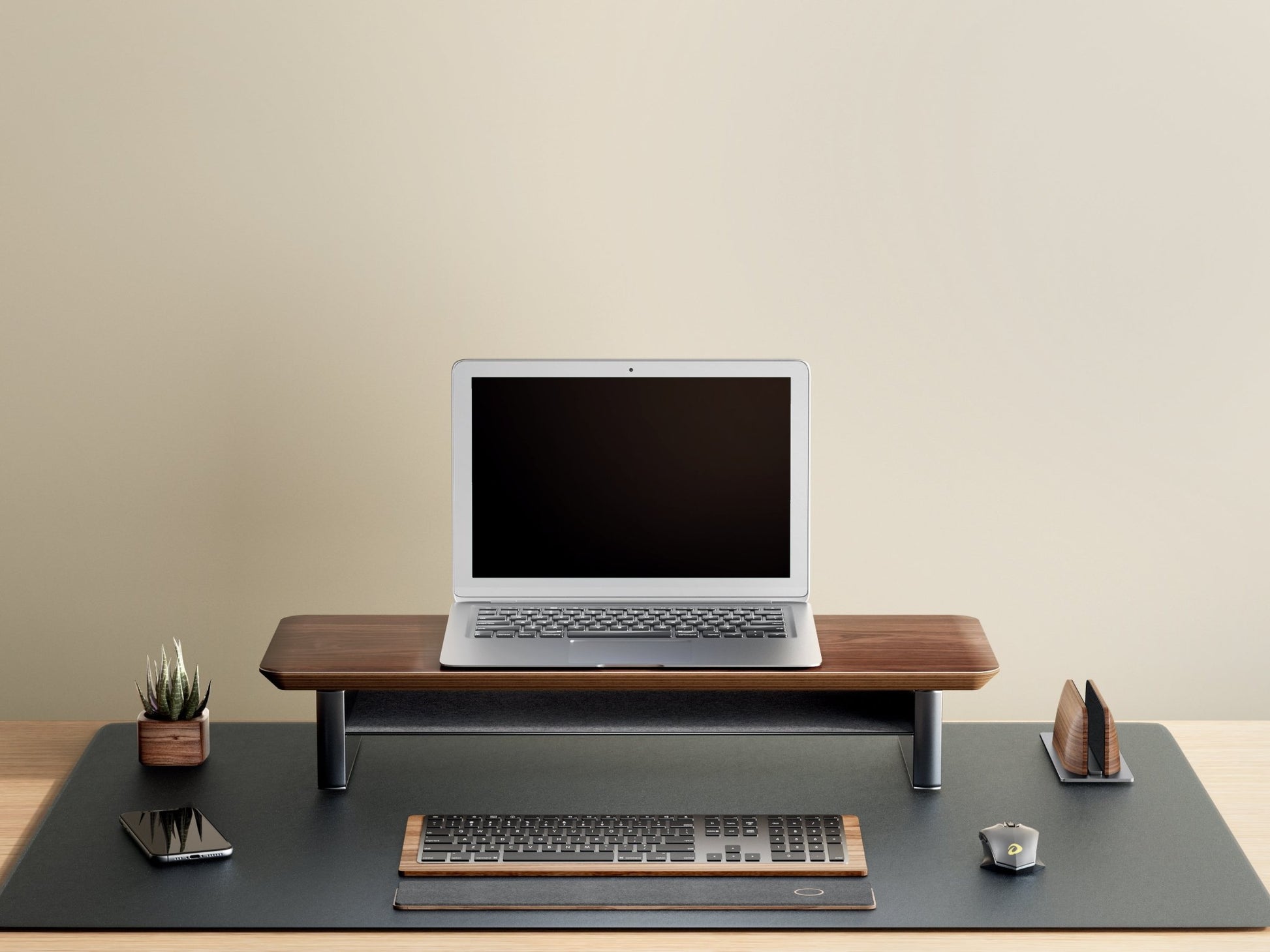 Alberenz® Walnut Wooden Monitor Riser - 1 Monitor - Alberenz -