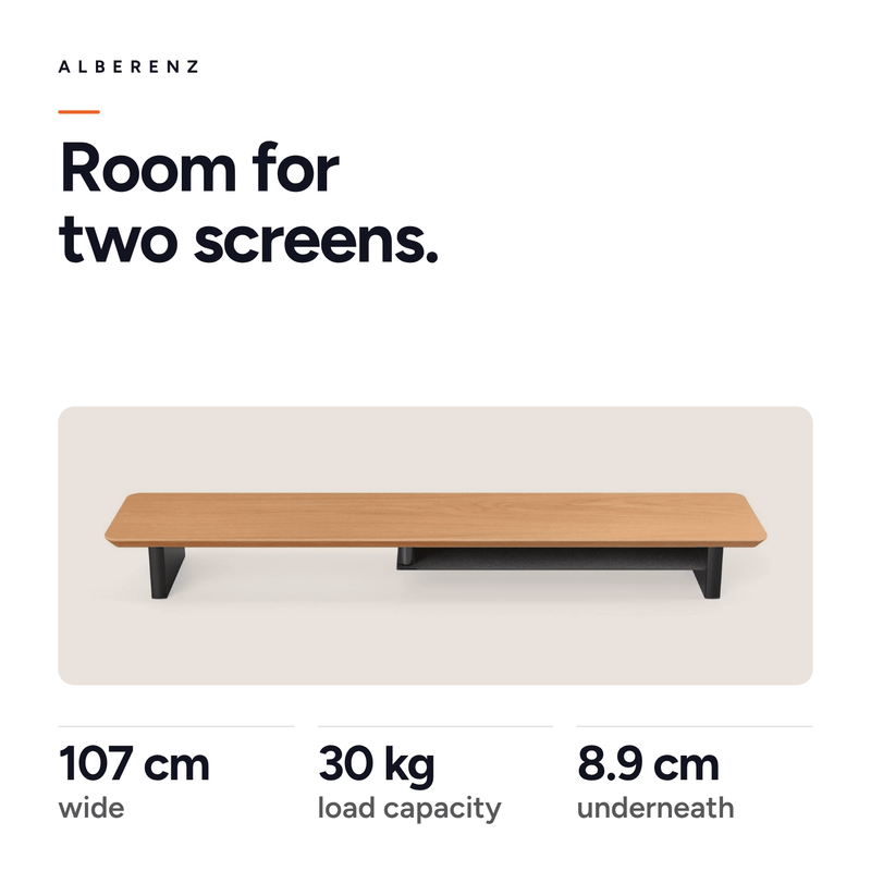 Alberenz® Elevador de monitor de madera de roble - 2 monitores