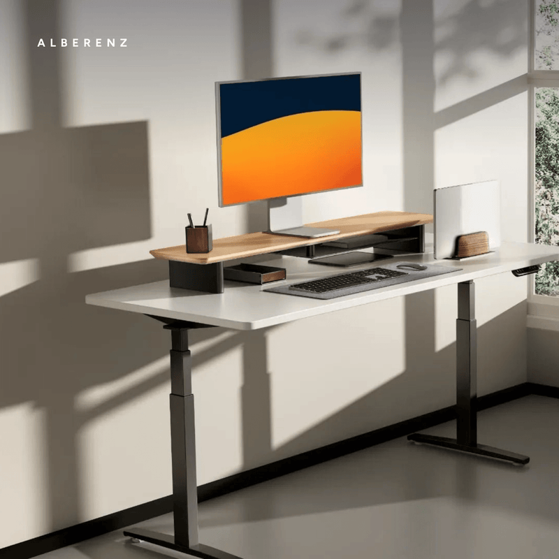 Alberenz® Elevador de monitor de madera de roble - 2 monitores