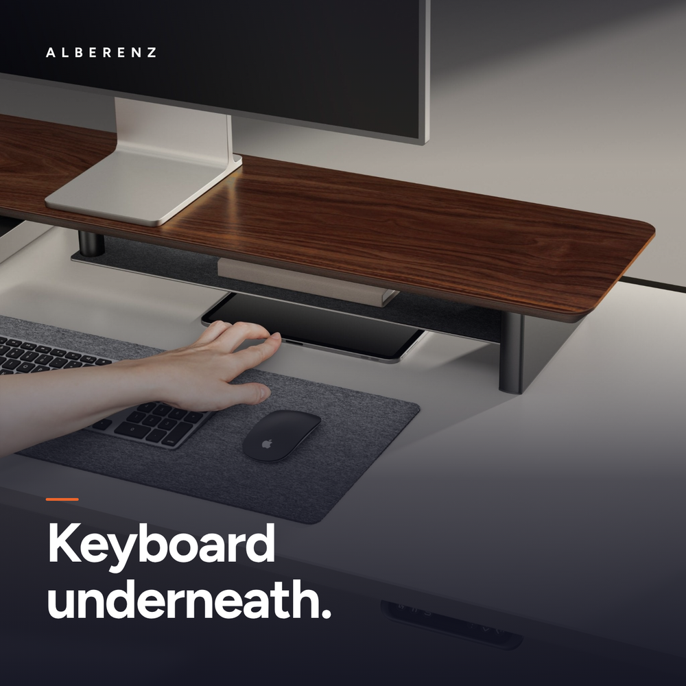 Alberenz® Walnut Wooden Monitor Riser - 2 Monitors