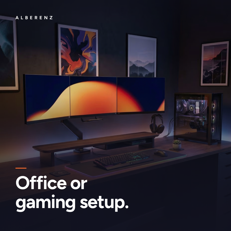 Alberenz® Walnut Wooden Monitor Riser - 2 Monitors