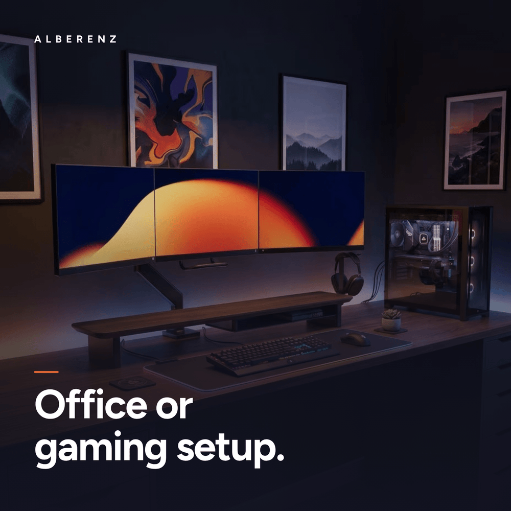 Alberenz® ořechový dřevěný podstavec pod monitor - pro 2 monitory