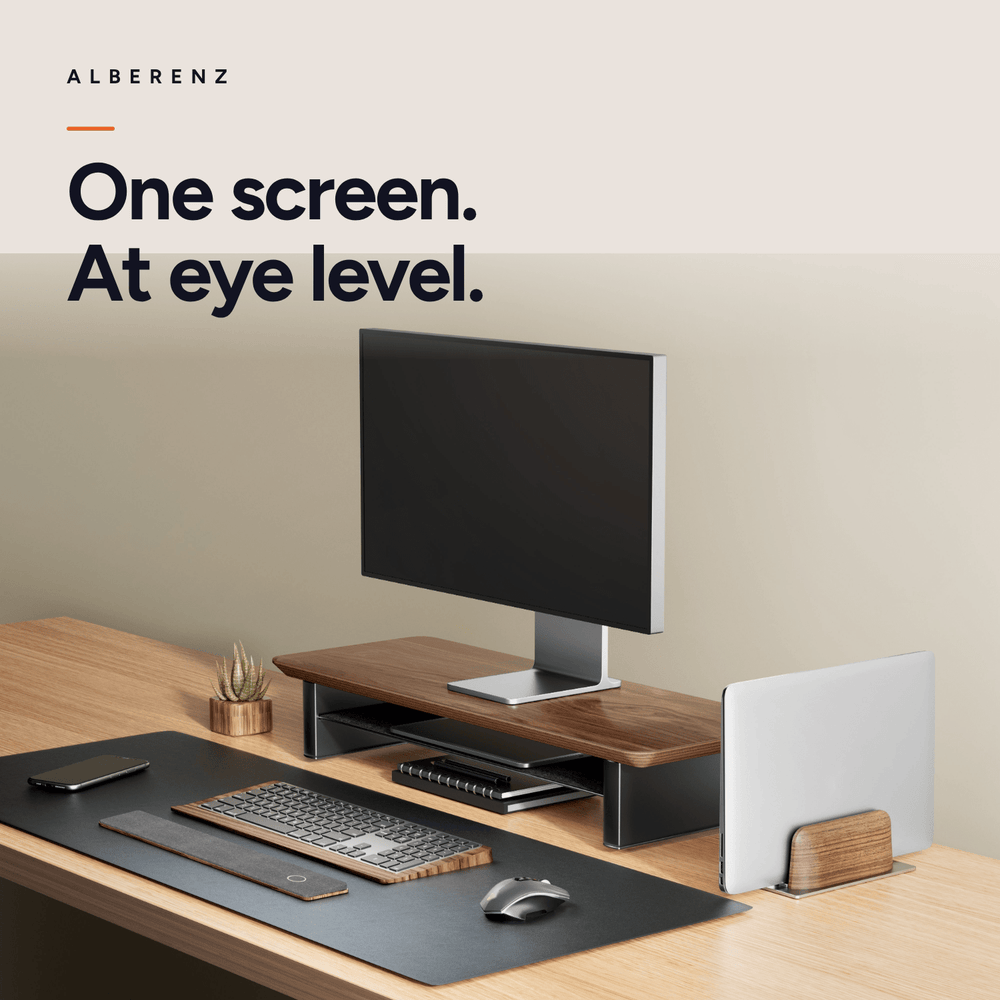 Alberenz® Monitorständer aus Walnussholz - 1 Monitor
