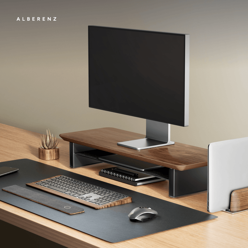 Alberenz® Monitorständer aus Walnussholz - 1 Monitor