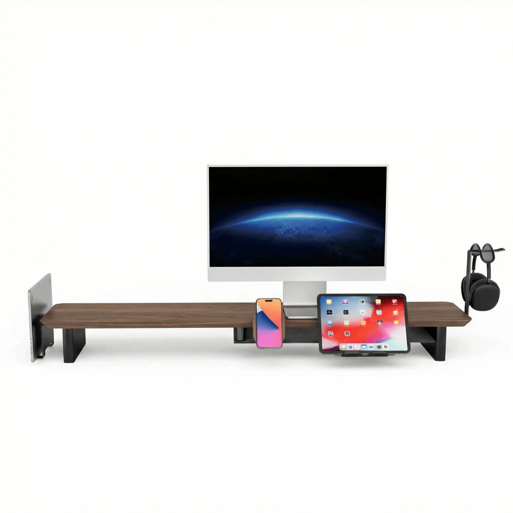 Bundle: Walnuss-Monitor-Erhiewung + MagSafe-Ladegerät + Laptop-Halter + Tablet-Stand + Kopfhörerhalter