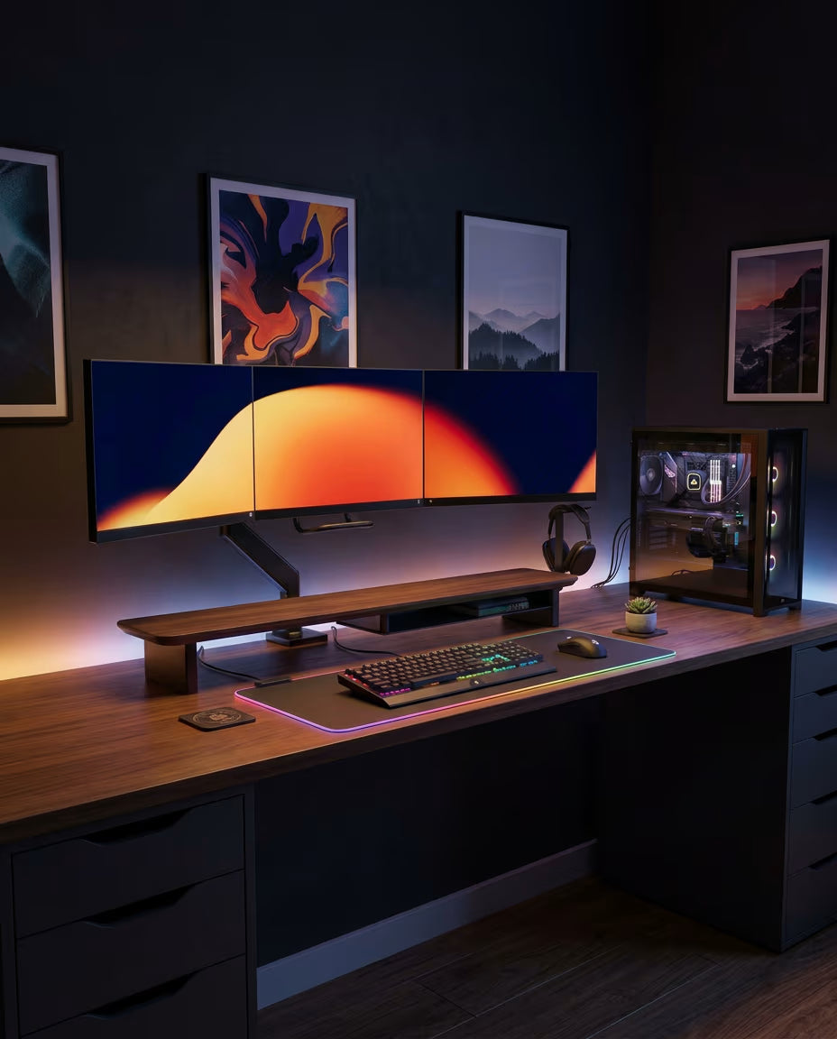 Alberenz® Monitorständer aus Walnussholz - 2 Monitore