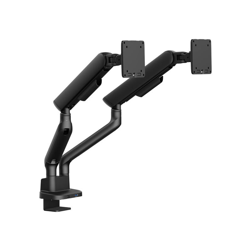 Supporto doppio monitor Alberenz con molla a gas - Fino a 35" - Con USB - Nero