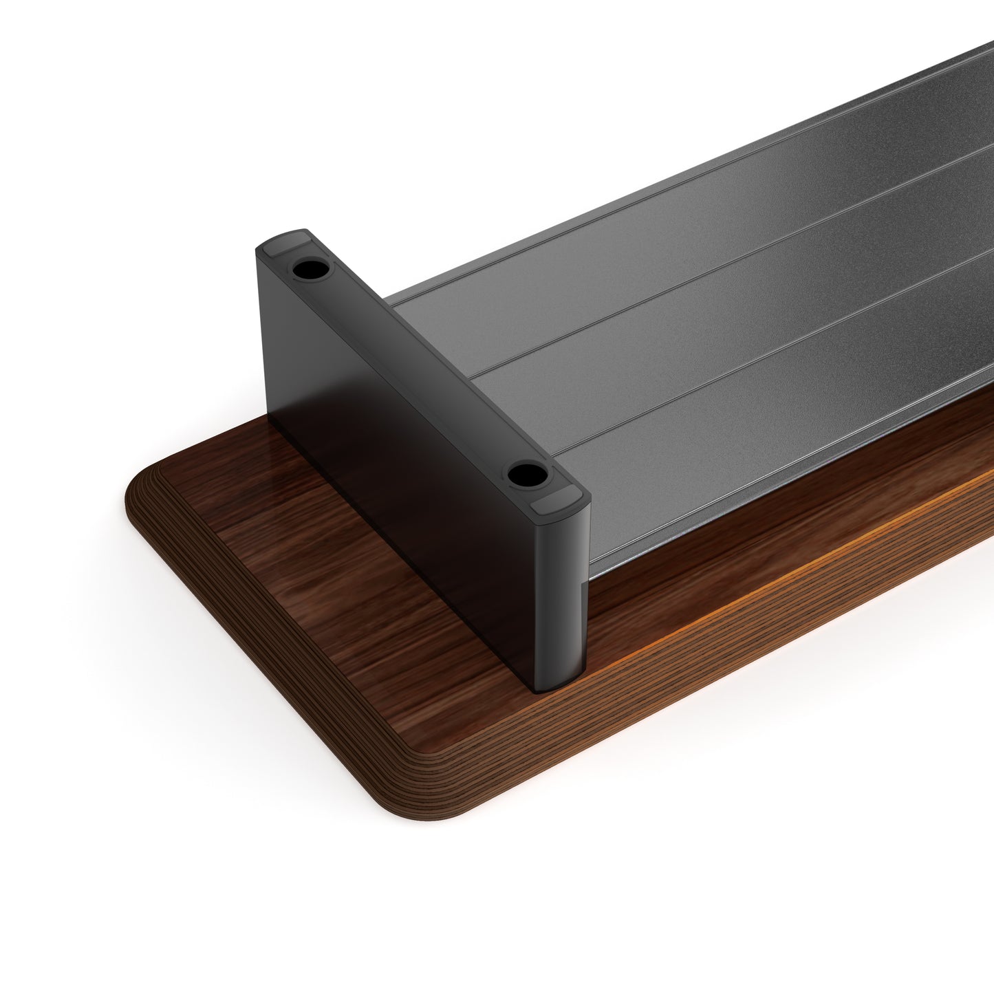 Ergo Starter Bundle – Einzel-Monitorarm (Dunkelgrau) + Walnuss-Monitorständer