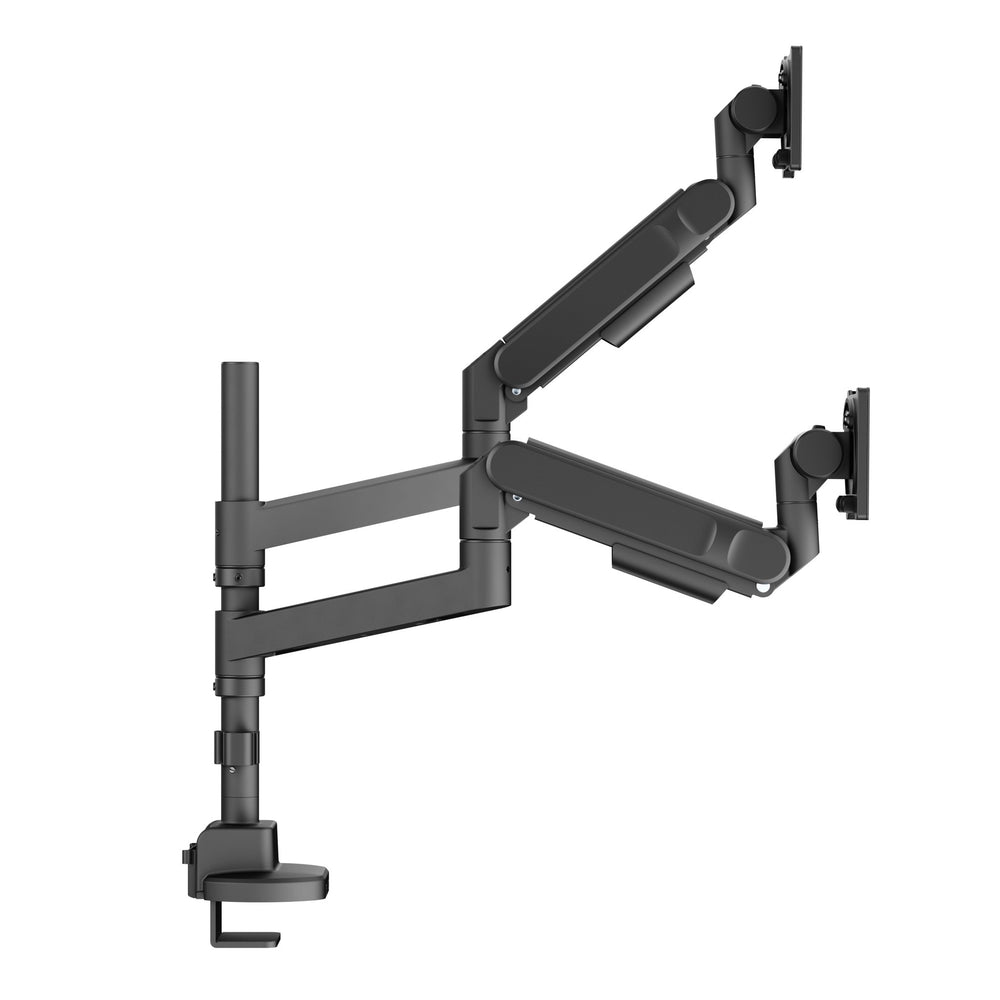 Alberenz® Duebele Heavy Duty Monitoraarm mat Gasfieder (2 Ecranen bis 57 Zoll)