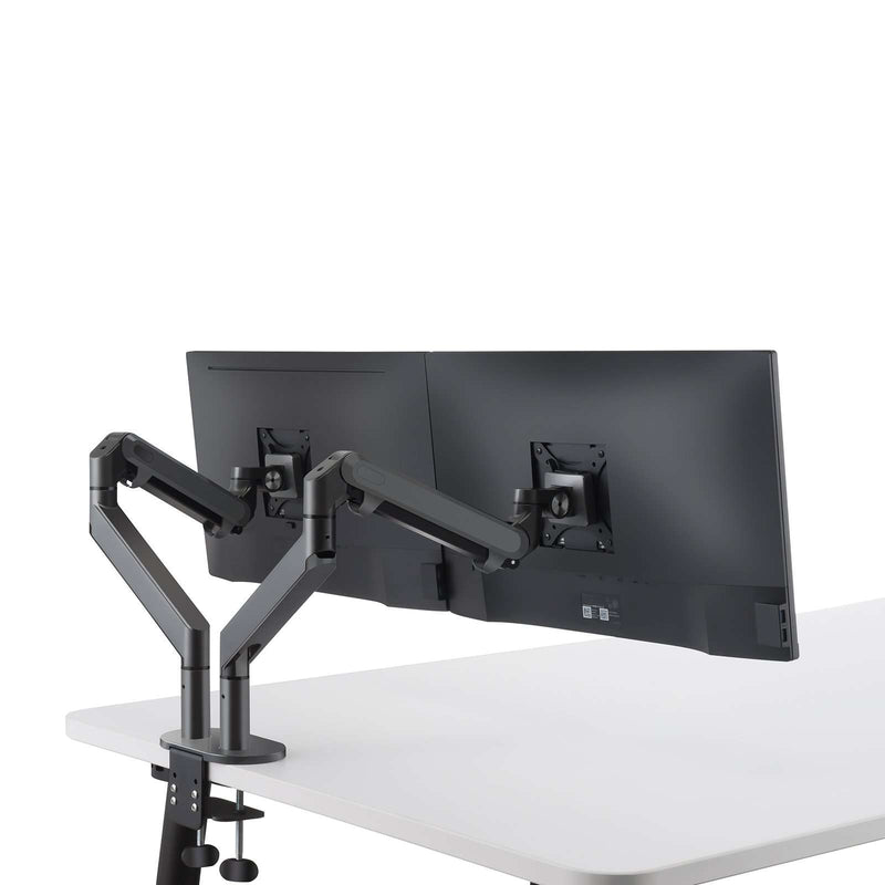 Alberenz® Doppel Monitorarm mit Gasfeder Dunkelgrau