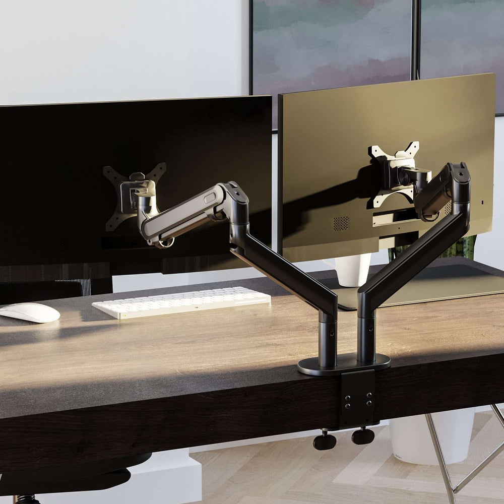 Alberenz® Doppel Monitorarm mit Gasfeder Dunkelgrau