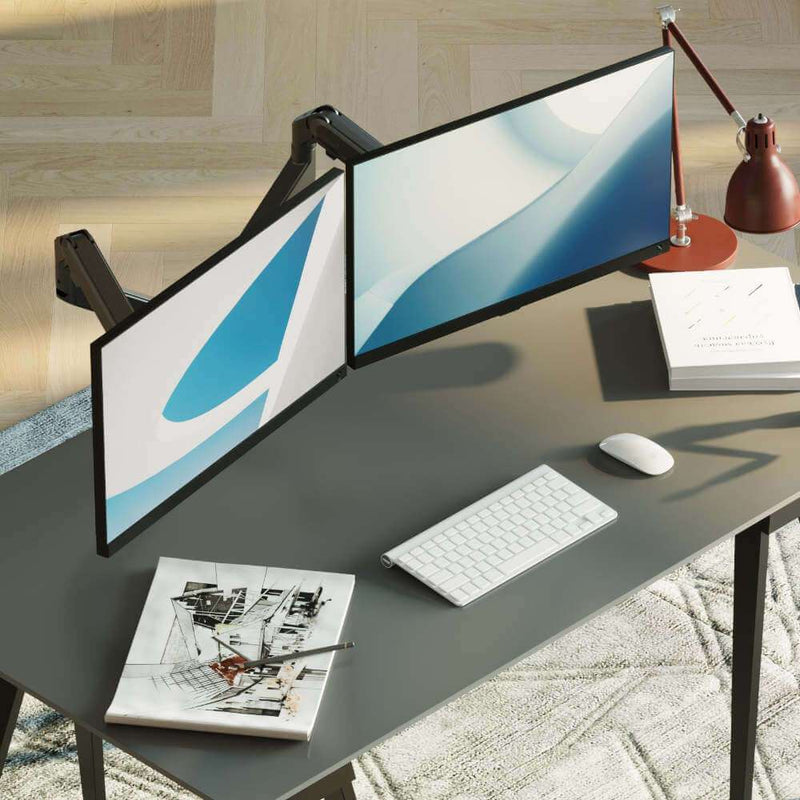 Alberenz® Doppel Monitorarm mit Gasfeder Dunkelgrau