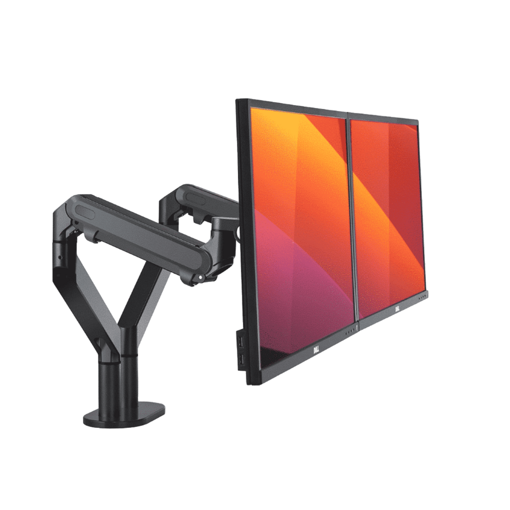Alberenz® Doppel Monitorarm mit Gasfeder Dunkelgrau