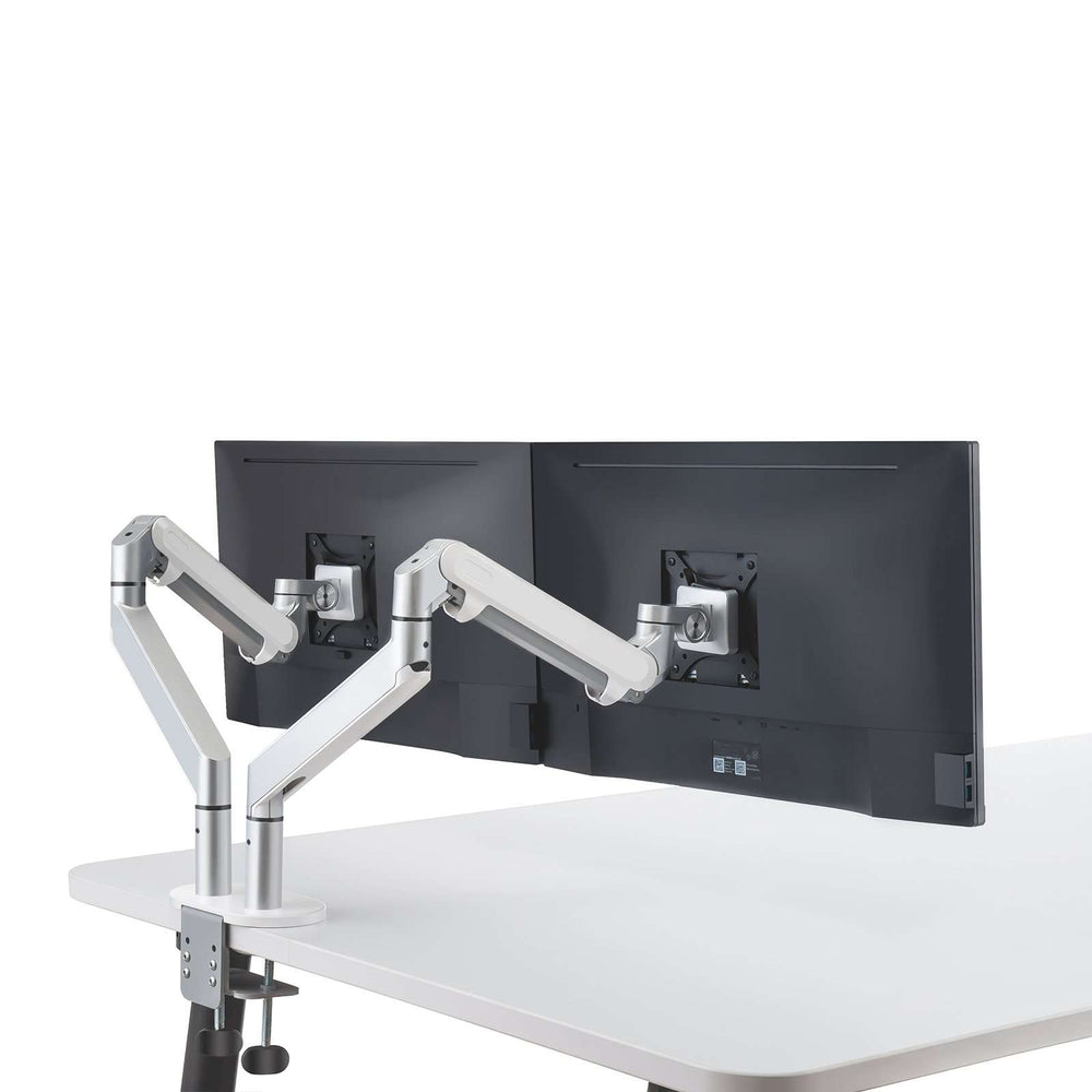 Alberenz® Dubbele Monitorarm Met Gasveer Zilver