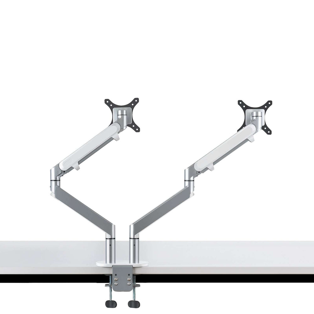 Alberenz® Dubbele Monitorarm Met Gasveer Zilver