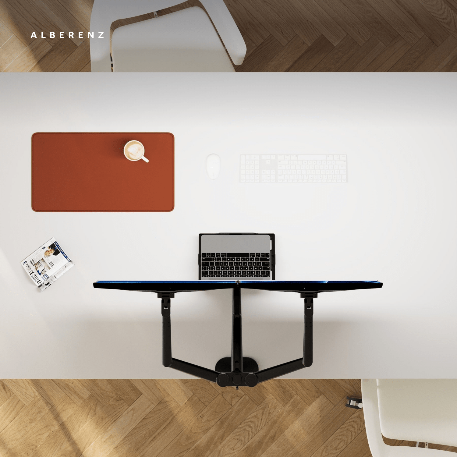 Alberenz® Double Monitor Arm With Laptop Mount Black - Alberenz - Monitor mount