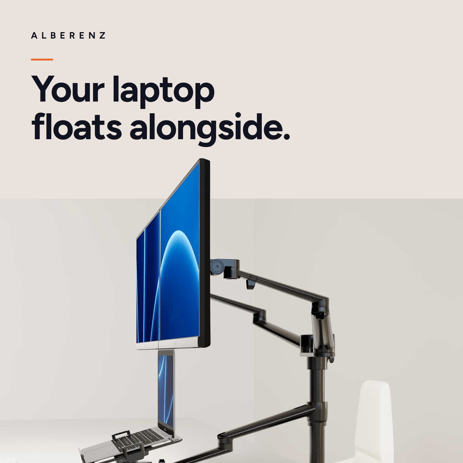 Alberenz® Double Monitor Arm With Laptop Mount Black - Alberenz - Monitor mount