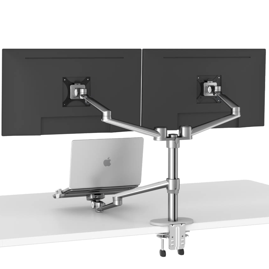 Alberenz Double Monitor Arm With Laptop Mount Silver - Alberenz - 