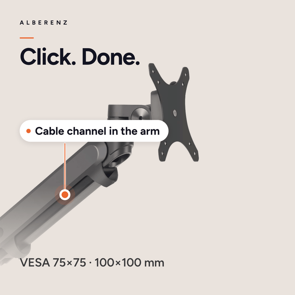 Alberenz® Doppel Monitorarm mit Gasfeder Dunkelgrau