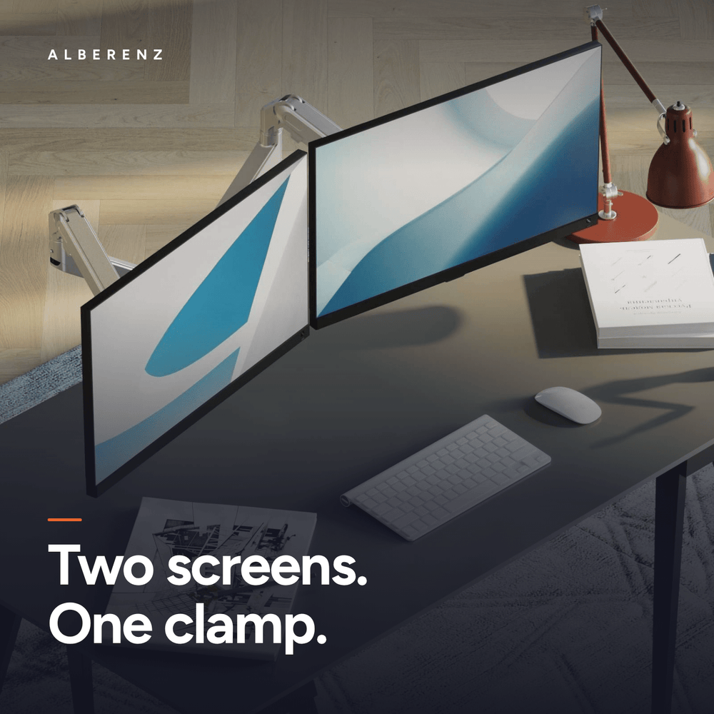 Alberenz® Dubbele Monitorarm Met Gasveer Zilver