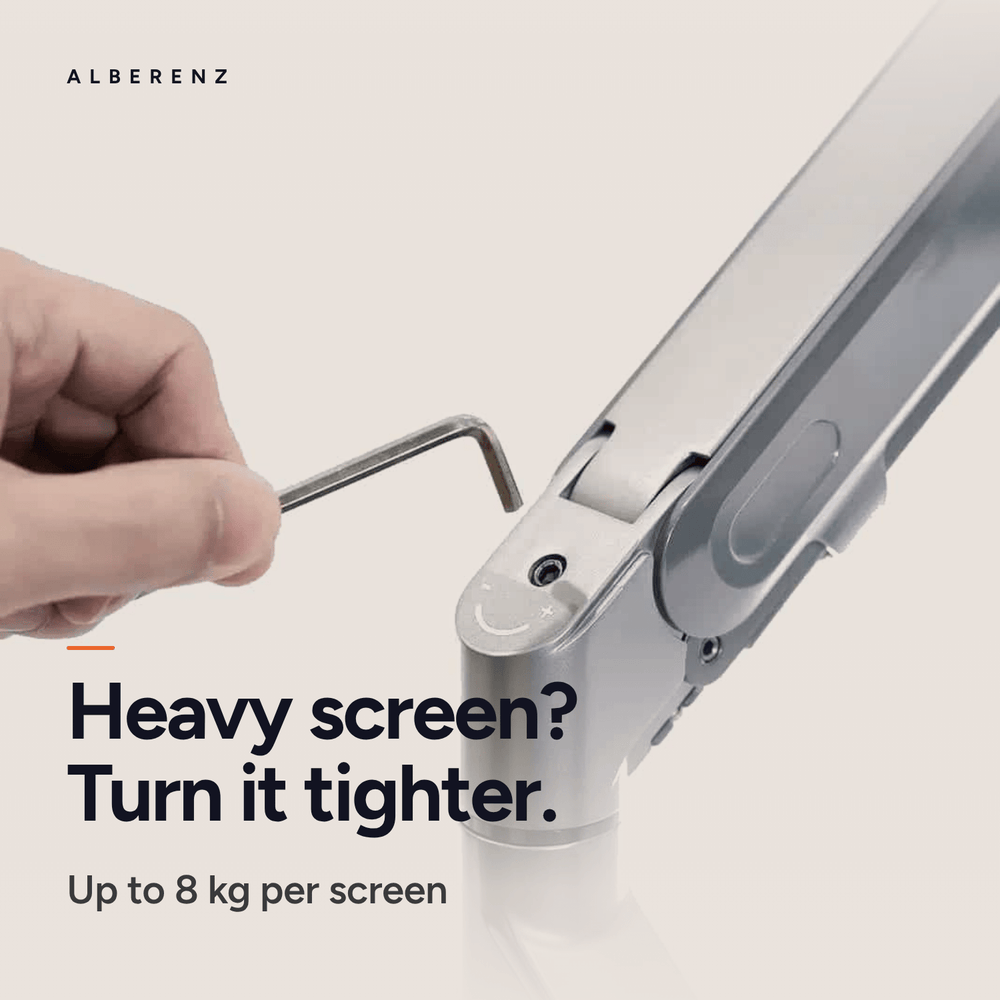 Alberenz® Dubbele Monitorarm Met Gasveer Zilver