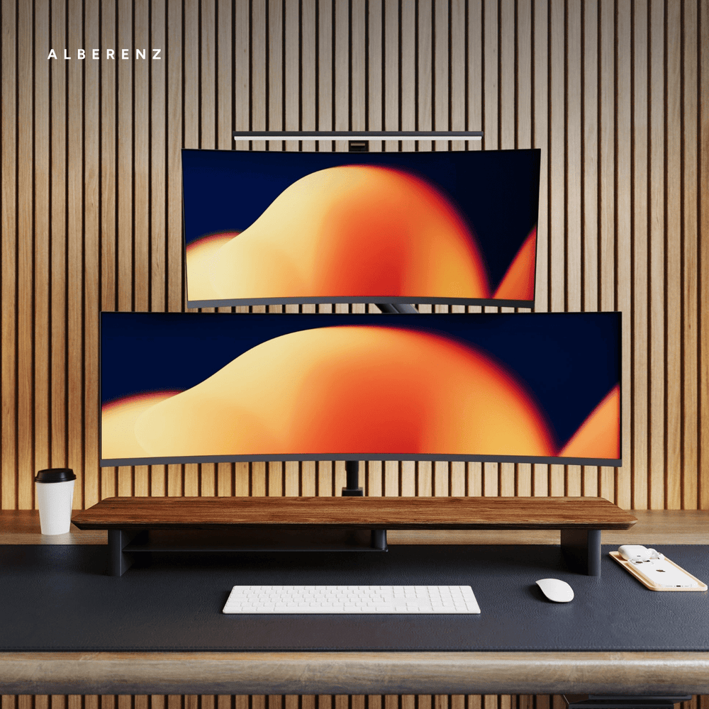 Alberenz® Dubbele Heavy Duty monitorbeugel met gasveer (2 schermen tot 57 inch)