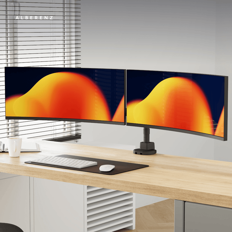 Alberenz® Dubbele Heavy Duty monitorbeugel met gasveer (2 schermen tot 57 inch)