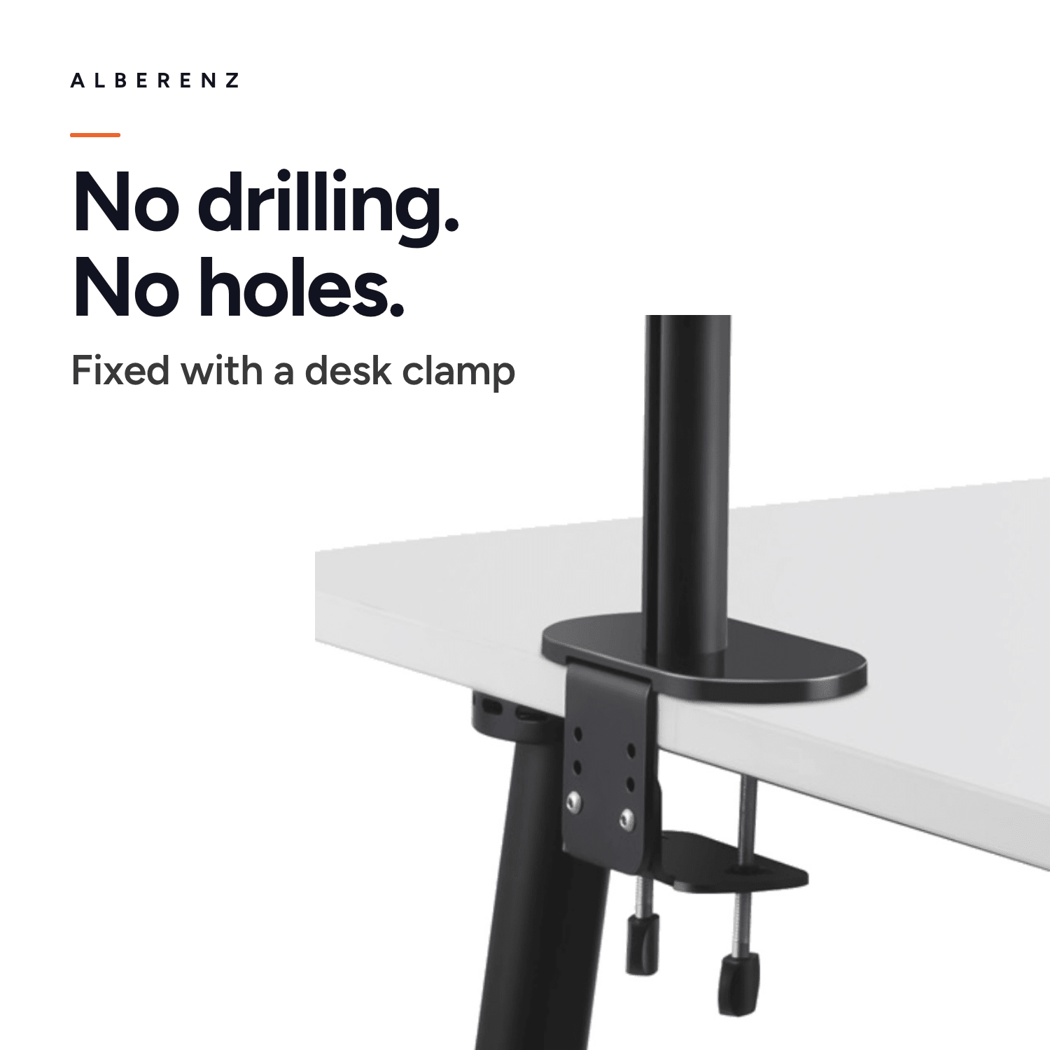 Alberenz dual monitor arm with laptop tray, black: desk clamp, no drilling