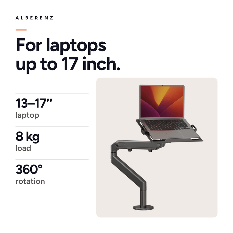 Alberenz® Brazo para Laptop con Resorte de Gas - Gris Oscuro